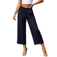 thumbnail image 2 of Admvng Womens Dot Cropped Wide Leg Pants Elastic Drawstring High Waist Casual Trousers with Pockets, 2 of 3