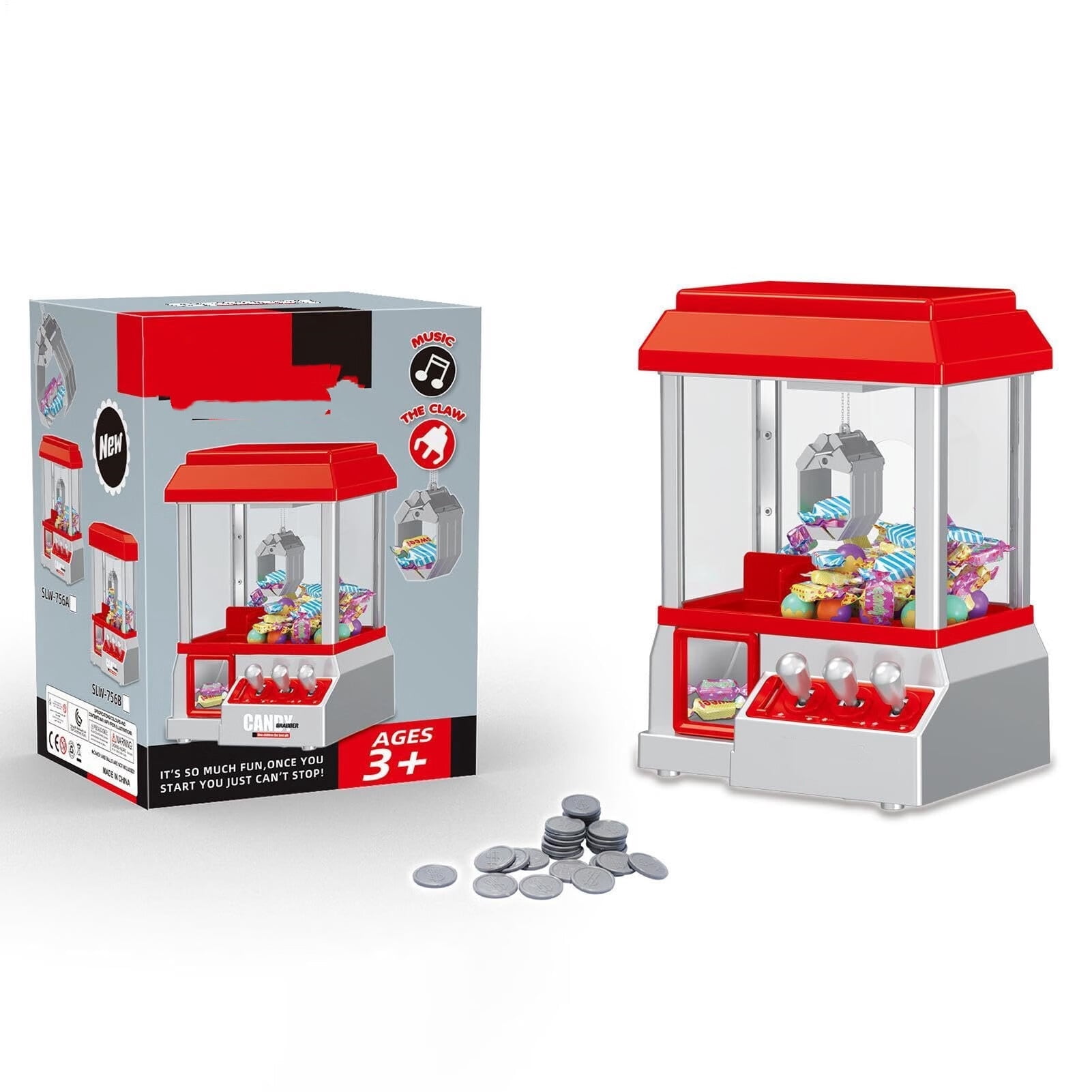 Electronic Arcade Claw Machine, Candy Prize Dispenser Game with Sound, Fun Candy Grabber Prize Dispenser Vending Toy for Boys Girls Kids