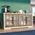 thumbnail image 6 of VANACC 63" Farmhouse TV Stand with 4 Glass Door & Strong Storage, White/Barnwood, 6 of 8