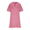 thumbnail image 6 of RongHuan Sundresses Womens Summer Casual Hooded Short Sleeve Mini Dress Cute Vacation Going Out Solid Ruffle Hem Dresses, 6 of 10