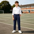 thumbnail image 3 of Lutiedan Boys Dress Pants Elastic Waist Uniform School Trousers Straight Leg Casual Baggy Pants with Pocket Sizes 5-15, 3 of 7