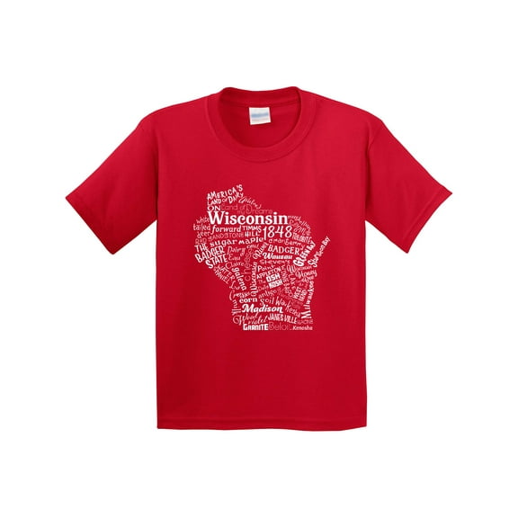 Inktastic Wisconsin State Word Salad Youth T-Shirt