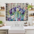 thumbnail image 2 of Hello Spring Kitchen Curtains Window Panels, Pastoral Purple Bottle Floral Wooden Plaid Insulated Window Treatment Curtain, Grommet Curtains for Bedroom/Living Room/Bathroom, 2 Piece 52"Wx72"L, 2 of 8
