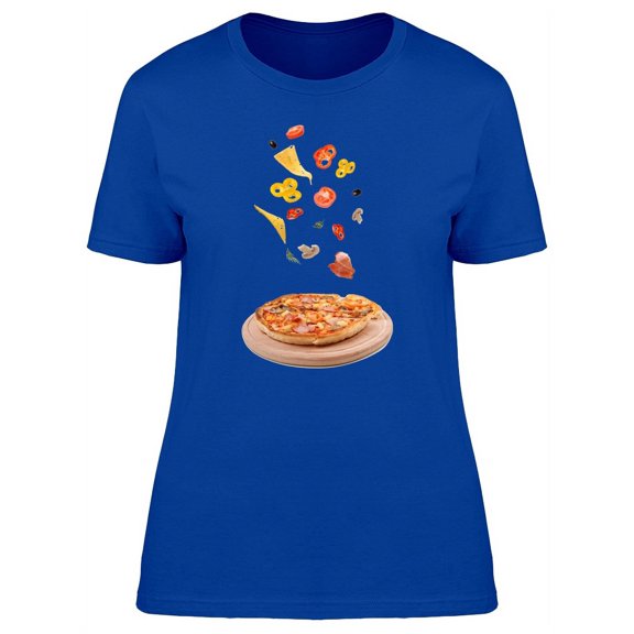 Tasty Pizza Ingredients Falling T-Shirt Women -Image by Shutterstock, Female XX-Large