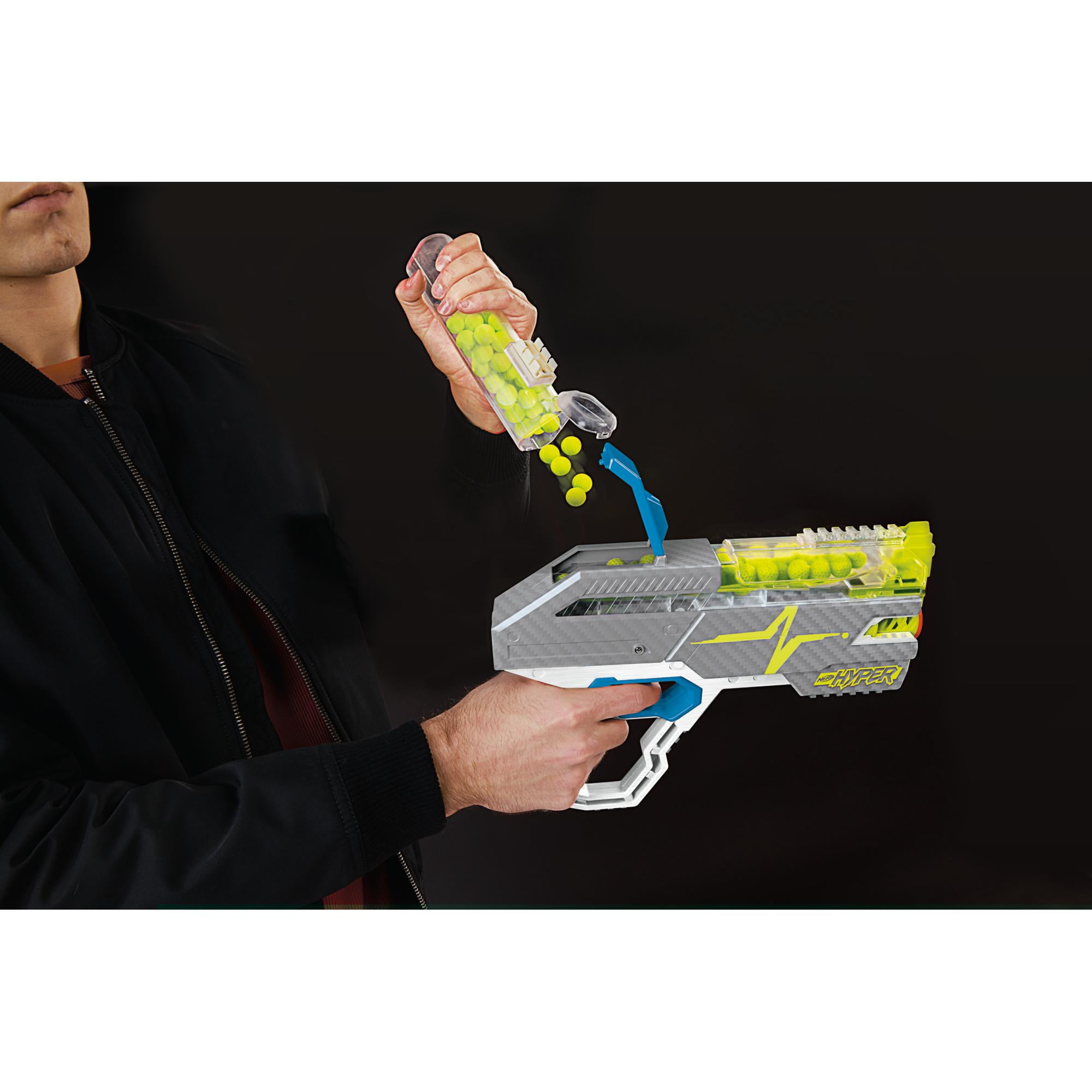NERF Hyper Rush-40 Pump-Action Blaster, 30 Hyper Rounds, Eyewear, Up to 110  FPS Velocity, Easy Reload, Holds Up to 40 Rounds