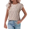 thumbnail image 2 of Tittly T Shirts for Women Spring Tops for Women Women's 2025 Spring And Summer Round Neck Solid Color Loose Short Sleeve Women's Tops Tshirts Shirts Basic Tees Khaki M, 2 of 5