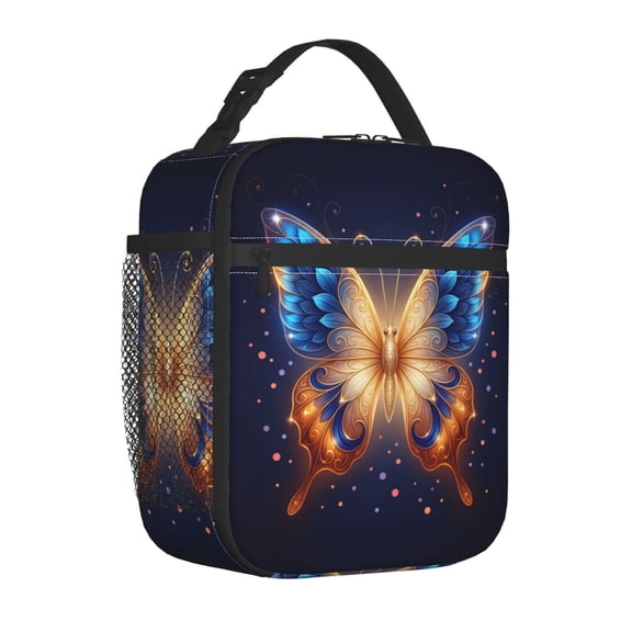 Butterfly Lunch Bag, Insulated Cooler Tote with Butterfly Design, Reusable Thermal Lunch Box for Work, Travel, and Picnics, School Style Daily Meal Bag