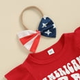 thumbnail image 5 of Okbabeha Baby Girl 4th of July Outfit 3 6 9 12 18 Months Letter  one-piece  Romper+StripeStar Flag Flare Pants Headband Set, 5 of 7