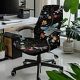 thumbnail image 2 of ZIATUBLES Home Office Chair Cover Stretchable Dragonfly Floral Black Printed Soft Universal Rotating Chair Slipcovers Protector Stylish Desk Computer Chair Protector Cover with Snap Button, L, 2 of 7