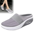 thumbnail image 3 of Domzle Shoes for Women Orthopedic Slip-On Walking Shoes with Cushion Comfort Slip On Shoes with Arch Support Breathable Knit Upper Casual Walking Shoes Gray, 3 of 4