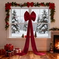 thumbnail image 4 of Red Flocked Decorative Christmas Bow, 63",Extra Large Burgundy Velvet Bow for Christmas Tree Decorations, Holiday Decorative Hanging Ornament with for Home, Mantel & Garland, 4 of 8