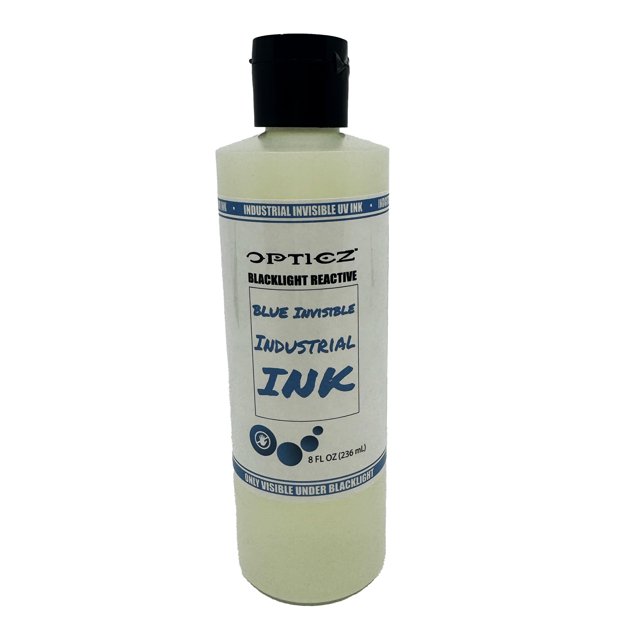 Opticz Industrial Invisible Blue UV Blacklight Tinta reactiva (botella de 8 onzas)