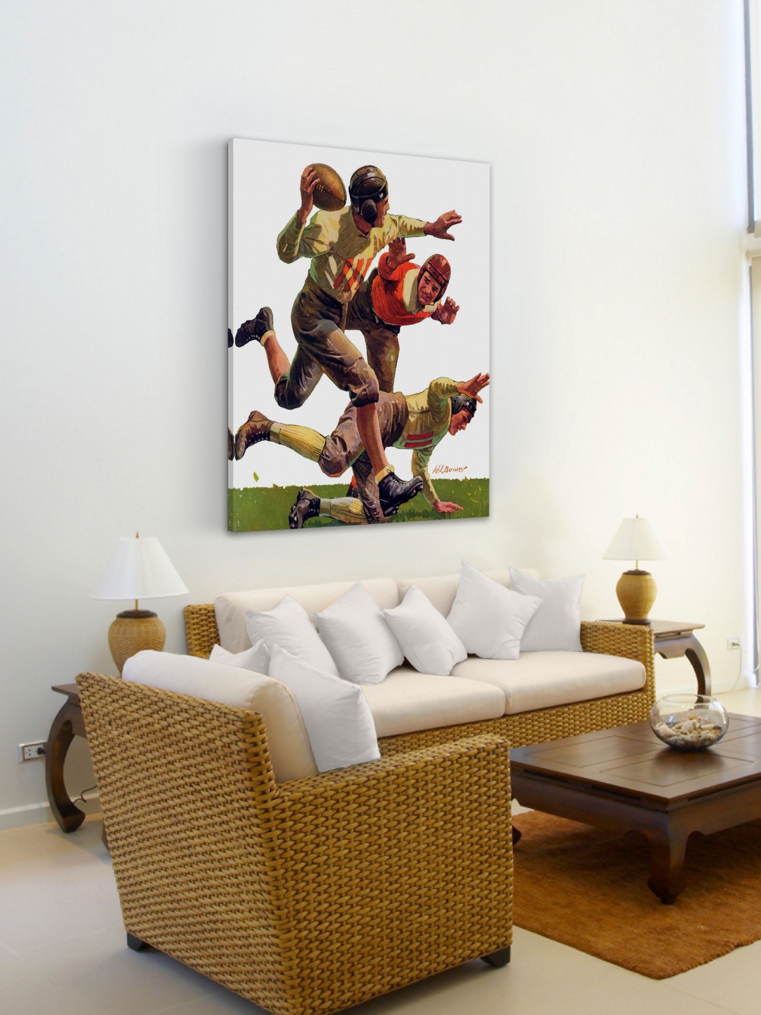 Marmont Hill Quarterback Pass by Maurice Bower Painting Print on Canvas
