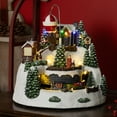 thumbnail image 4 of Alpine Corporation Animated Christmas Village Holiday Tabletop Decor with 17 Multicolor LED Lights, Train, and Hot Air Balloon, 11" L x 11" W x 11" H, 4 of 12