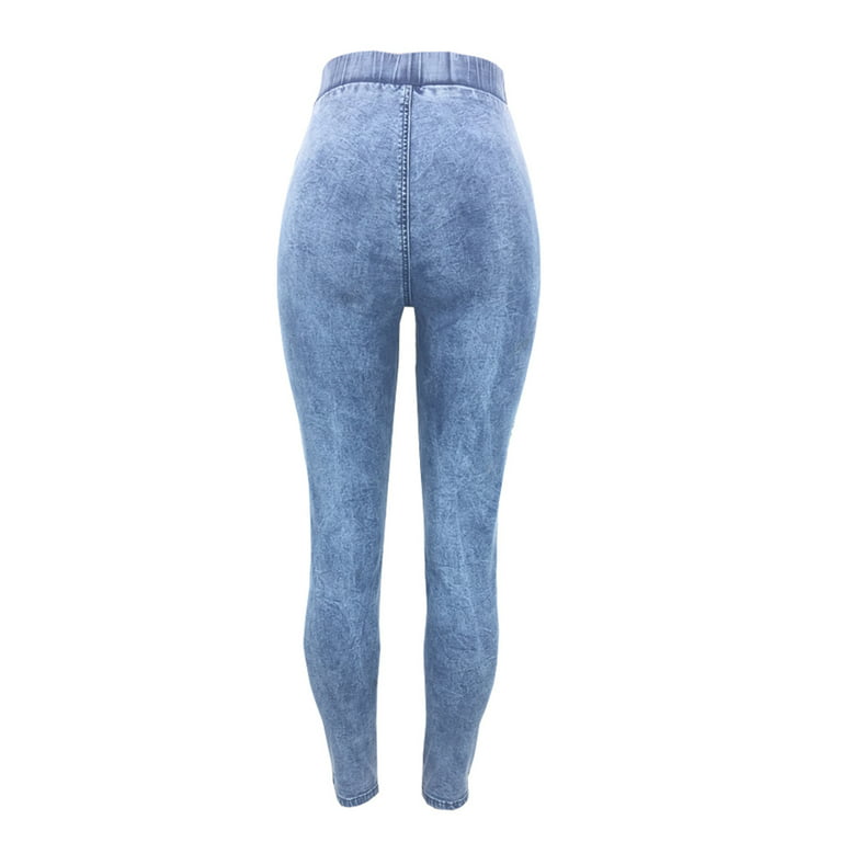 Women's High Waist Skinny Ripped Jeans Tie Dye High-Rise Distressed Denim  Pants Stretchy Butt Lift Denim Leggings
