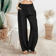 thumbnail image 2 of EDFBUYKRS Female Women Pants Casual Wide Leg Sweatpants Women Tall 34 Inseam Women Linen Casual Pants Summer Wide Leg Loose Drawstring High Waist Wide Leg Pants with Pockets Xxxl, 2 of 4