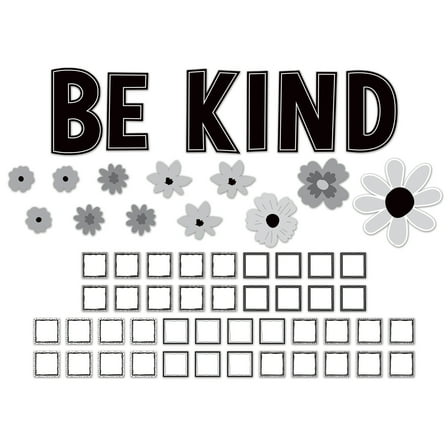 Teacher Created Resources Black and White Floral Be Kind Bulletin Board Set, 60 Pieces
