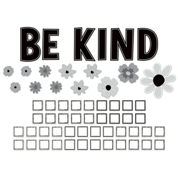 Teacher Created Resources Black and White Floral Be Kind Bulletin Board Set, 60 Pieces