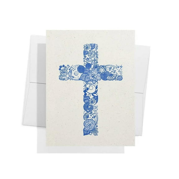Twigs Paper - Christian Cross Note Card Set -12 Blank Religious Cards (5.5 x 4.25 Inch) With Envelopes - Eco Friendly Stationery - Made In The USA From Sustainable Materials