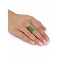 thumbnail image 3 of PalmBeach Jewelry Emerald Cut Genuine Jade Bezel Set Cabachon Ring in 18k Gold-plated Sterling Silver, 3 of 5