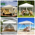 thumbnail image 3 of Vecukty 10'x10' Pop-Up Canopy Tent with Mesh Sidewalls & LED Lights, Instant Outdoor Shelter, White, 3 of 12