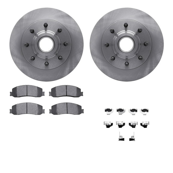 Dynamic Friction Company Front Brake Rotors with Heavy Duty Brake Pads includes Hardware 6212-99646