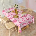 thumbnail image 3 of Pink Breast Cancer and Pioneer Flower Love Rectangle Tablecloth 60"x120",Waterproof Polyester Rectangle Table Cloth, Wipeable Spillproof Polyester Tablecloth for Dining, Camping, Indoor and Outdoor, 3 of 6