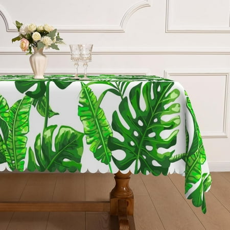 

MIZHONA Rustic Crushed Flower Tablecloth Rectangle Red and Green Table Cloth for Kitchen Dinner Decor 60 x120