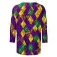thumbnail image 4 of Visit the JURANMO Store Womens Three Quarter Sleeve T Shirts Carnival Mask Printed Mardi Gras Tee Shirt Novelty Graphic Fashion Tunic Tops Purple XL, 4 of 6