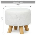 thumbnail image 6 of KriKac Small Round Ottoman Foot Rest Stool Teddy Velvet Padded Seat Footstool Ottoman with Non-Skid Wooden Legs (White,Teddy Velvet), 6 of 7