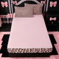 thumbnail image 4 of Erosebridal Classic Leopard Zipper Twin Comforter Sets with Fitted Sheet and 2 Pillowcases for Girls, Casual Animal Print Zipper Bedding Set, Pink Brown, Pink Reversible, 4-Piece, 4 of 7