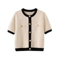 thumbnail image 2 of Weiqiqre Womens Cardigan Sweaters Elegant Short Sleeve Button Up Cardigan Sweaters V Neck Knitted Business Casual Tops, 2 of 8