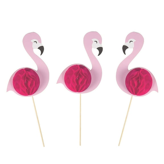Flamingo Honeycomb Centerpiece - Party Decor - 3 Pieces