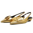 thumbnail image 3 of Zapatos Yremael para mujer, zapatos dorados, tacones de gatito, lazo destalonados, 3 of 6