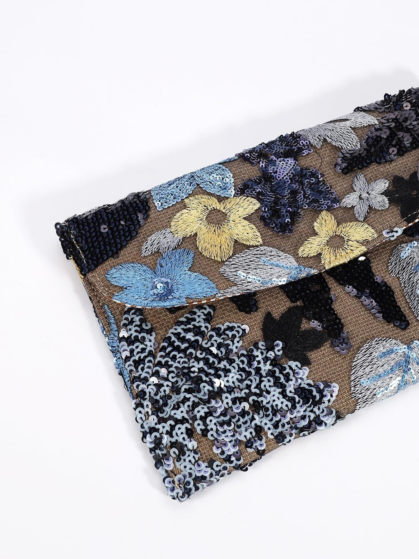 Women's Floral Embroidery Sequin Evening Clutch Bags Party Purses Beaded Evening Bag for Formal