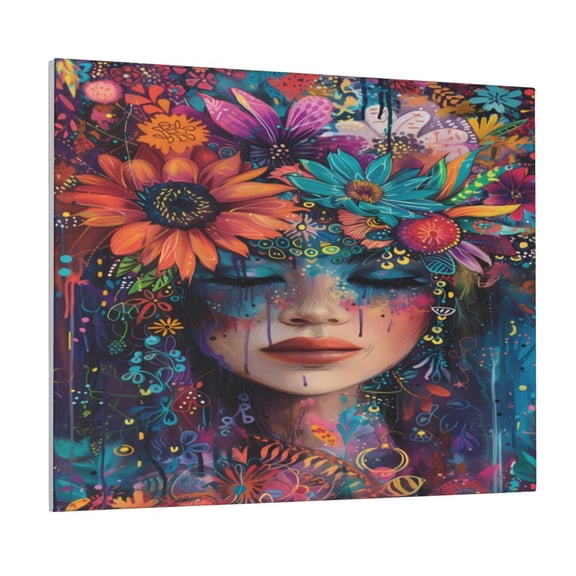 Logiee Bohemian Colorful Flower Woman Print Canvas Wall Art ,Art Poster,Canvas Decorative Picture,Decor Wall Pictures for Living Room Bedroom Bathroom,Ready to Hang