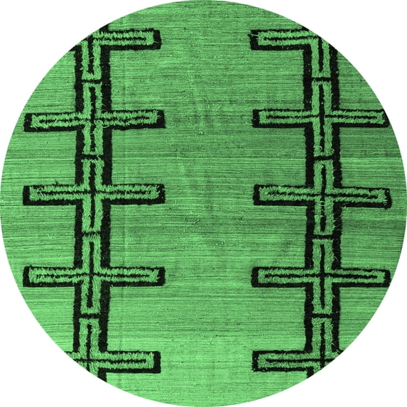 Ahgly Company Indoor Round Southwestern Emerald Green Country Area Rugs, 5' Round