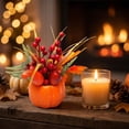 thumbnail image 6 of Artificial Foam Pumpkin Table Centerpiece, Fall Harvest Arrangement with Maple Leaves Berries Sunflower Gourds, Halloween Thanksgiving Decor for Home Dining Table Mantel Shelf, A, 6 of 8