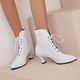 thumbnail image 3 of NECHOLOGY Botas Mujer Adulto Femenino Zapatos Botines de mujer Botines de mujer Moda de otoño e invierno y encaje elegante Punta hueca Cómoda Cordones frontales (White, 8), 3 of 5
