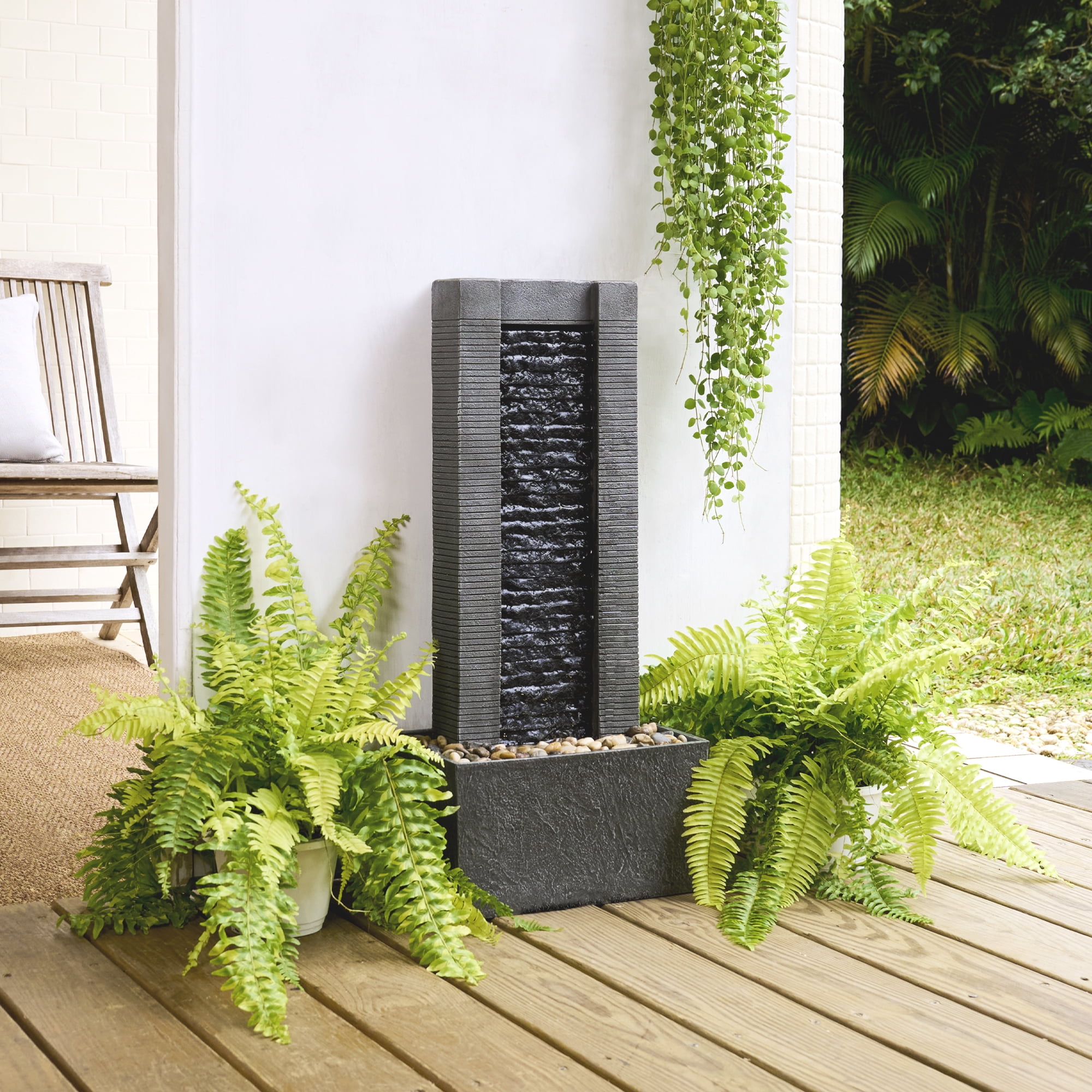 Teamson Home Demeter LED Waterfall Fountain, 29" LED Garden & Patio Water Feature
