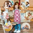 thumbnail image 6 of Pink Plaid Baseball Pattern Kids Aprons for Girls and Boys,Adjustable Neck Strap Toddler Aprons for Kids Cooking Baking, 6 of 7