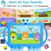 2024 Kids Tablet, Android 12 Tablet for Kids 7 inch, 4+32GB ROM(1TB Expand) Blue