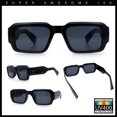 thumbnail image 2 of Mod Thick Plastic Minimal Plastic Retro Fashion Sunglasses All Black, 2 of 7