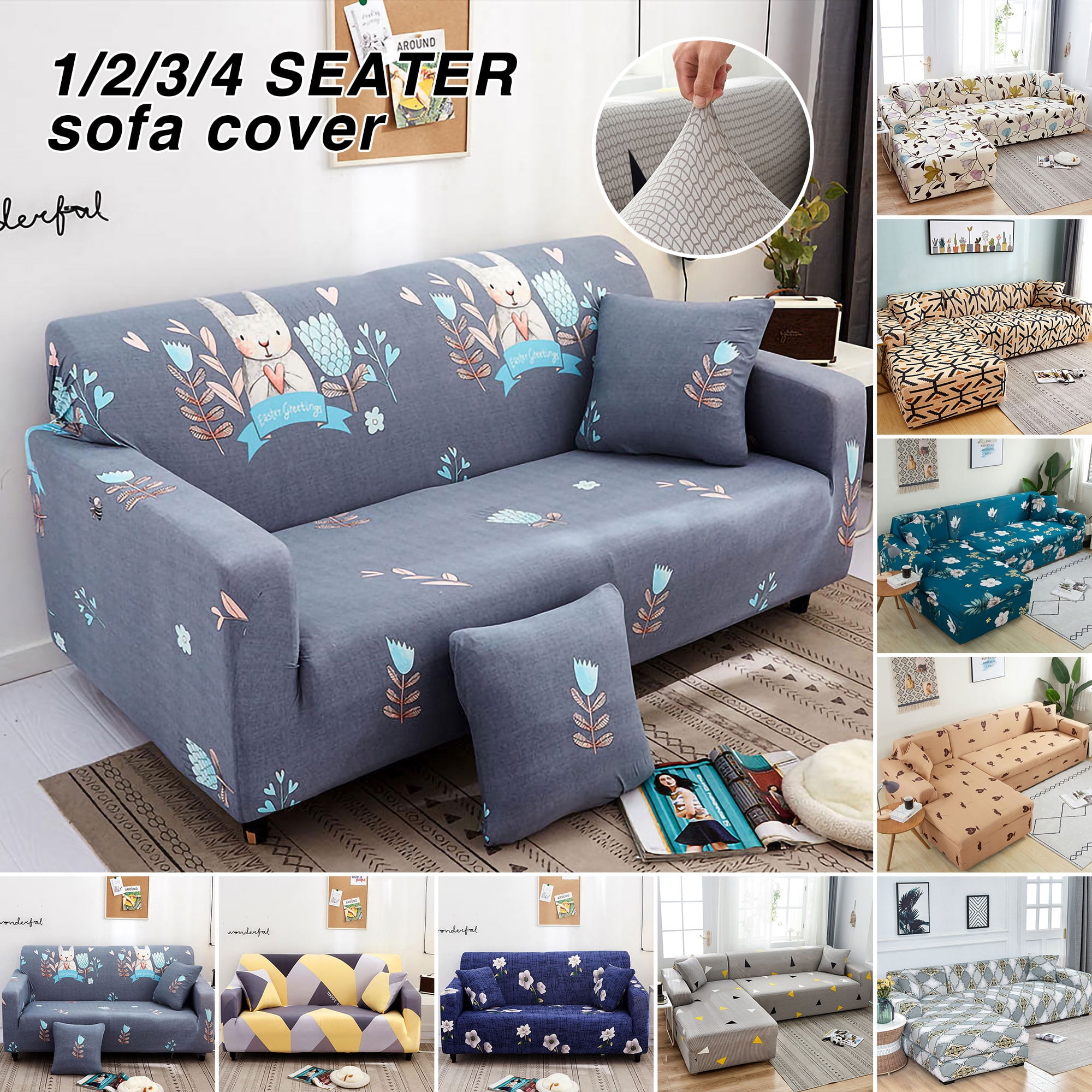 Stretch Chair Sofa Covers 1 2 3 4Seater Protector Washable Couch Cover Slipcover 