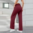 thumbnail image 4 of Lenpel Dress Pants for Women Elastic High Waisted Pleated Wide Leg Business Casual Work Pants Loose Office Trousers with Pockets(Wine,X-Large), 4 of 5