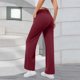thumbnail image 4 of Amzcrzy Pantalones Vestir Mujer Color Liso S-2XL - Cintura Alta Elástica, Pliegues Frontales, Sin Cremallera, Bolsillos, Para Trabajo Rojo, 4 of 5