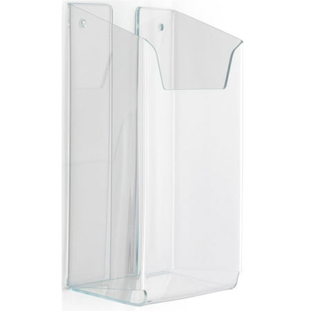 Wall Mounted Clear Acrylic Brochure Holder Dispenses 6-Inch Wide Materials, Single Pocket, Frameless Design, 6-1/4 x 7 x 2-Inch - Sold In A Set Of 10
