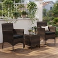 thumbnail image 3 of Resenkos Patio Furniture Sets,Outdoor & Patio Furniture Sets,3 Pieces Outdoor Conversation Set with Cushioned Seat and Glass Tabletop-Black, 3 of 8