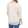 thumbnail image 4 of Doublju Women's Button Placket Long Sleeve Waffle Henley Top (S-3X), 4 of 4