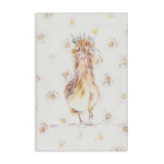 Stupell Industries Farmhouse Silkie Chicken with Daisies Canvas Art, 16 x 24, by Cady Driver